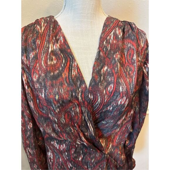 IRO Paris Center-Twist Paisley Silk Blouson Top Size 44 Large - Picture 5 of 11